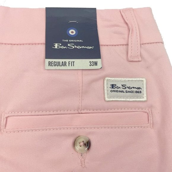 NEW BEN SHERMAN Travel Chino Shorts!  33  Light Pink  Flat Front  8 Inch Inseam - Picture 4 of 4